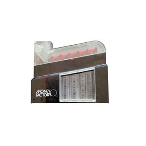 Vintage 1985 Mag-Nif Money Factory Coin Sorter Bank Retro Desktop Toy Black Red